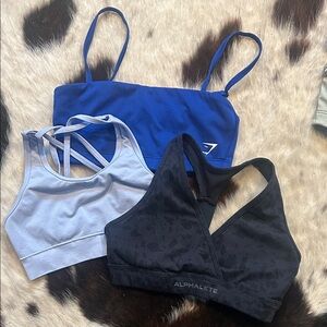 Gymshark and Alphalete sports Bra Trio